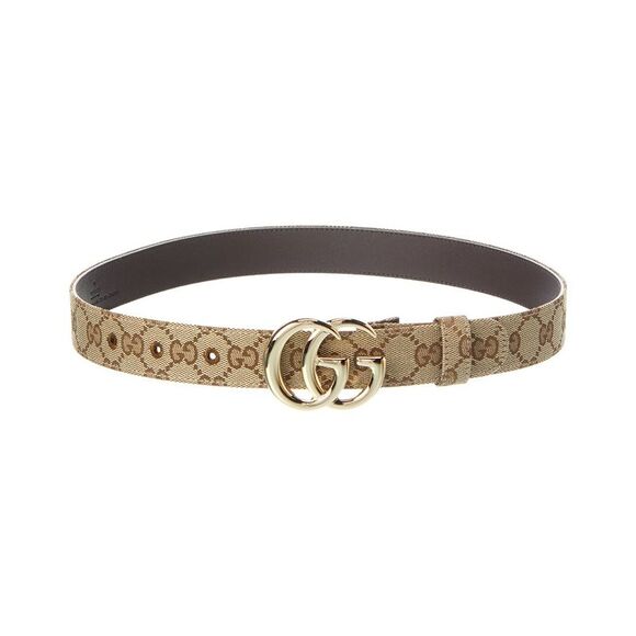 Gucci Marmont Gg Canvas & Leather Belt, Beige - Picture 1 of 3